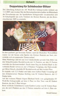 Kreismeister 2009 - Udo Ziller (Mitteilungsblatt vom 20.3.09)